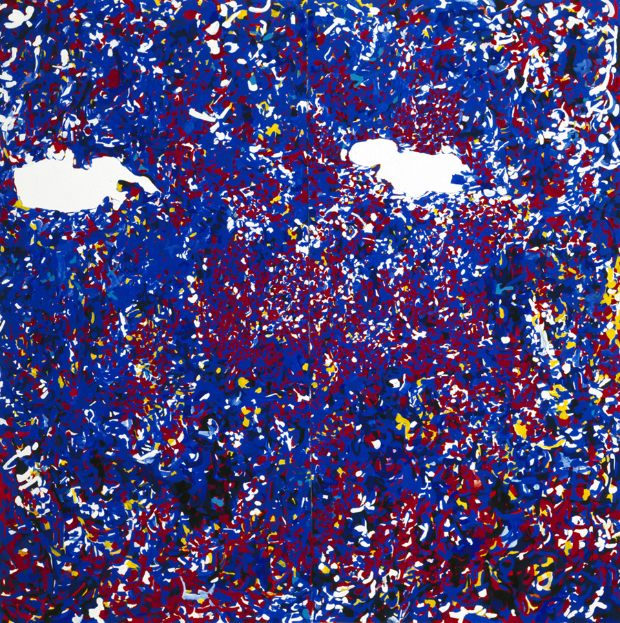 Angelika Oswald, O. T. (2 Teile), Acryl auf Leinwand, 280 x 280 cm, 2001